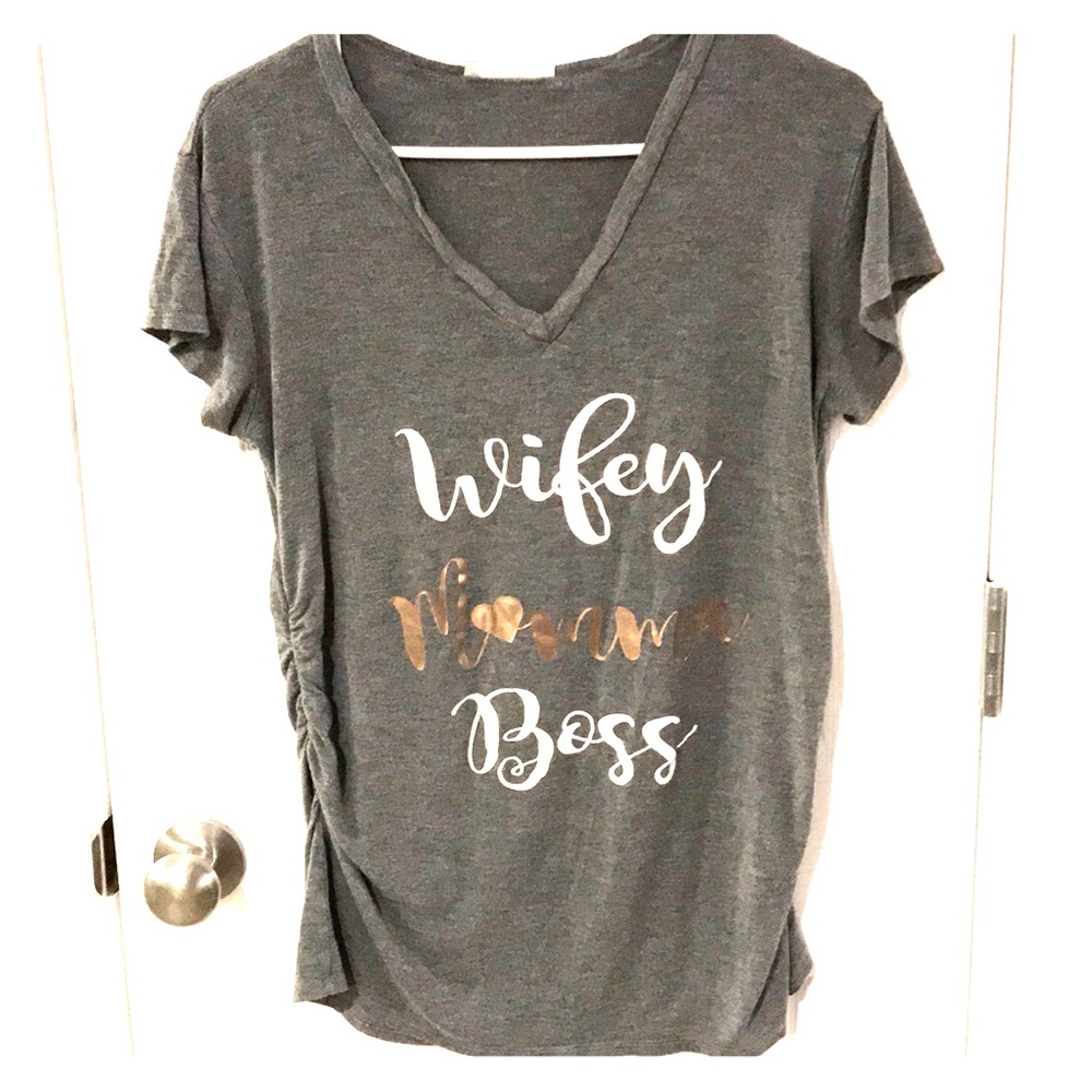 Wifey Momma Boss Maternity V- Neck